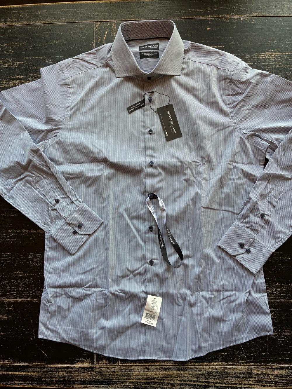 Sondergaard Men's Long-Sleeve striped Dress Shirt size 17.5 brand new